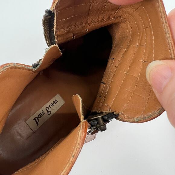 Paul Green Malibu Sliced Zip Bootie UK 5 US 7.5 Cognac Brown Leather Ankle Boot - Picture 8 of 12